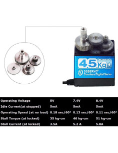 Servo DS3245SG 45kg 270 con engranajes metálicos RC 2