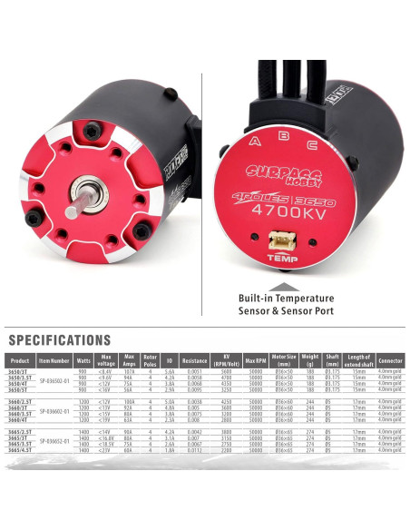 Motor Brushless Surpass Hobby 3650 4700KV + ESC 60A RC 1/10