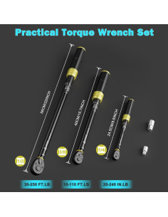 Juego de Llaves de Torque ANPUDS 5 Piezas 1/4 3/8 1/2 2