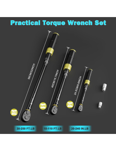 Juego de Llaves de Torque ANPUDS 5 Piezas 1/4 3/8 1/2