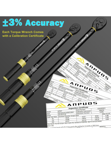 Juego de Llaves de Torque ANPUDS 5 Piezas 1/4 3/8 1/2