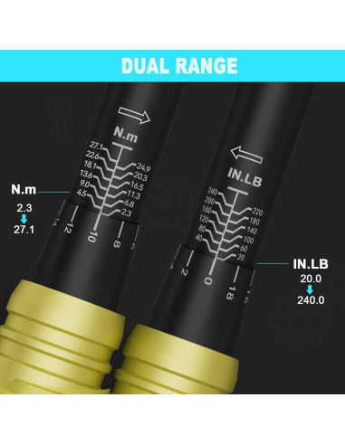 Llave de Torque ANPUDS 1/4" 20-240 in.lb / 2.3-27.1 Nm