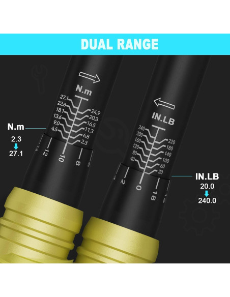 Llave de Torque ANPUDS 1/4" 20-240 in.lb / 2.3-27.1 Nm