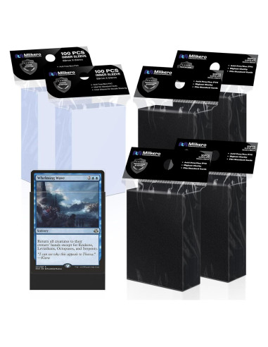 Paquete 400 Fundas para Cartas Mlikero Negras Mate Doble Funda