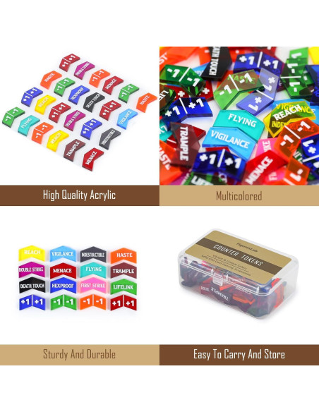 60 Contadores MTG Coloridos - Tokens de Palabras Clave