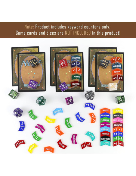 60 Contadores MTG Coloridos - Tokens de Palabras Clave