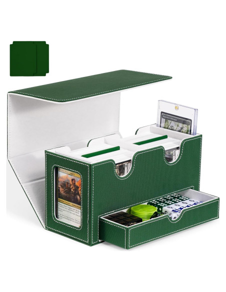 Caja de Barajas UAONO Doble para 200+ Cartas Verde Blanco