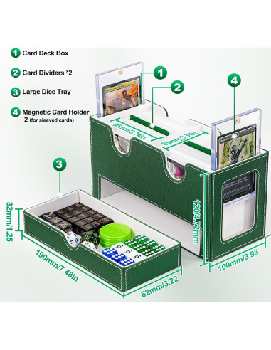 Caja de Barajas UAONO Doble para 200+ Cartas Verde Blanco
