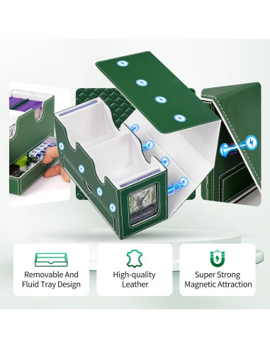 Caja de Barajas UAONO Doble para 200+ Cartas Verde Blanco