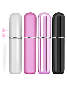 4 Botellas de Perfume de Viaje Rellenables 5ml OBSGUMU Metal Rosa