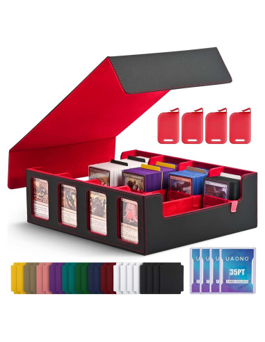 Caja de Almacenamiento de Cartas UAONO 2400+ Divisores Negro/Rojo