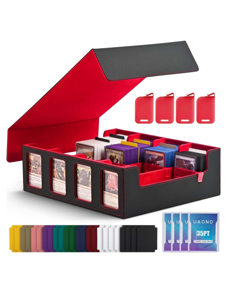 Caja de Almacenamiento de Cartas UAONO 2400+ Divisores Negro/Rojo Caja de Almacenamiento de Cartas UAONO 2400+ Divisores Negro/Rojo