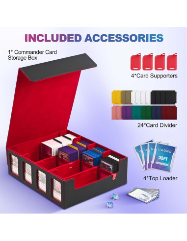 Caja de Almacenamiento de Cartas UAONO 2400+ Divisores Negro/Rojo