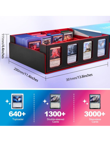 Caja de Almacenamiento de Cartas UAONO 2400+ Divisores Negro/Rojo
