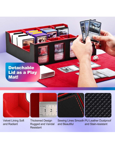 Caja de Almacenamiento de Cartas UAONO 2400+ Divisores Negro/Rojo