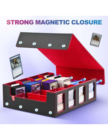 Caja de Almacenamiento de Cartas UAONO 2400+ Divisores Negro/Rojo Caja de Almacenamiento de Cartas UAONO 2400+ Divisores Negro/Rojo