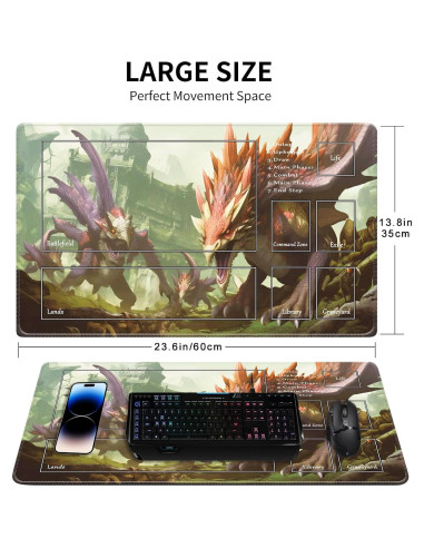Tapete de Juego MTG Cyaboyibo Dinosaurios 60x35 cm con Bolsa