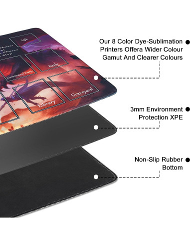 Tapete de Juego MTG Cyaboyibo Dinosaurios 60x35 cm con Bolsa