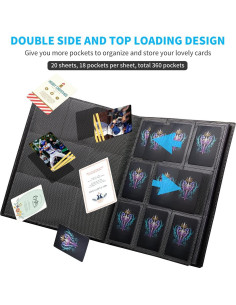 Carpeta de Cartas JIQEZNL 360 Bolsillos Negra para Colección 2