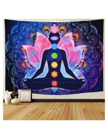 Tapiz de Pared Maccyafst 130x150cm Chakra Mandala Colorido