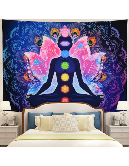 Tapiz de Pared Maccyafst 130x150cm Chakra Mandala Colorido