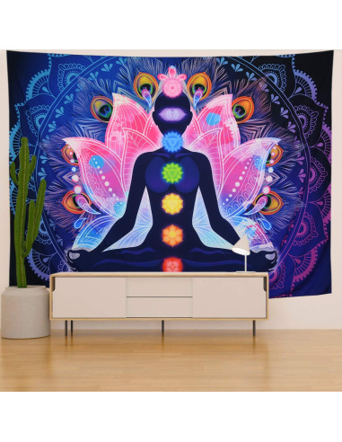 Tapiz de Pared Maccyafst 130x150cm Chakra Mandala Colorido