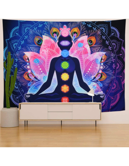 Tapiz de Pared Maccyafst 130x150cm Chakra Mandala Colorido