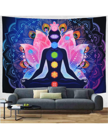 Tapiz de Pared Maccyafst 130x150cm Chakra Mandala Colorido