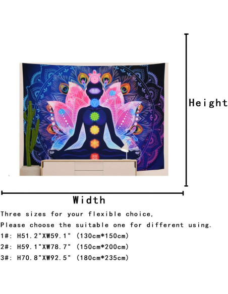 Tapiz de Pared Maccyafst 130x150cm Chakra Mandala Colorido