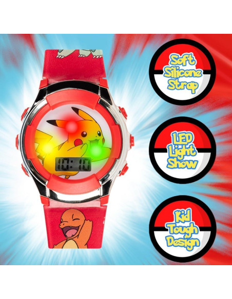 Reloj Digital Accutime Kids Pokemon Rojo Pikachu 20.57x16cm