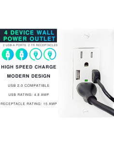 Toma de Corriente USB 4.8A EverElectrix Blanca 15A 2