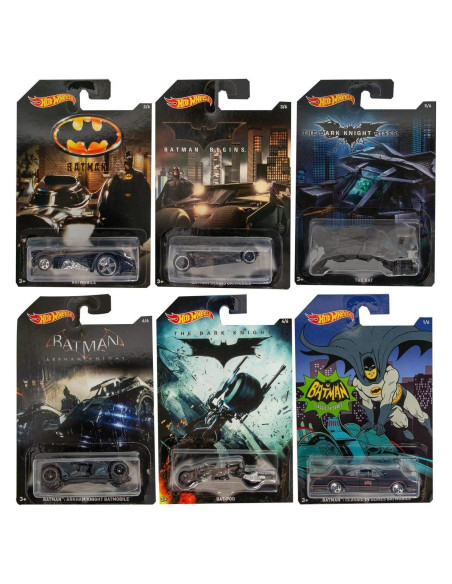 Juego de 6 Autos Diecast Hot Wheels Batman - Batmóviles Juego de 6 Autos Diecast Hot Wheels Batman - Batmóviles
