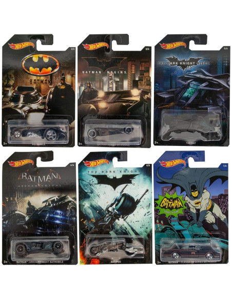 Juego de 6 Autos Diecast Hot Wheels Batman - Batmóviles Juego de 6 Autos Diecast Hot Wheels Batman - Batmóviles