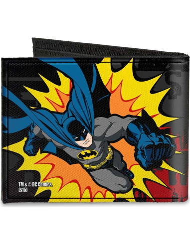 Billetera Bi-fold Lona Buckle-Down Batman Gris/Negro
