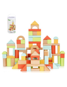 100 Bloques de Madera Montessori TOOKYTOY para Niños 1-3 Años