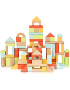 100 Bloques de Madera Montessori TOOKYTOY para Niños 1-3 Años 2