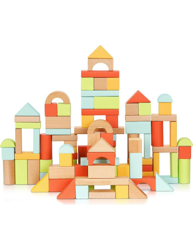 100 Bloques de Madera Montessori TOOKYTOY para Niños 1-3 Años