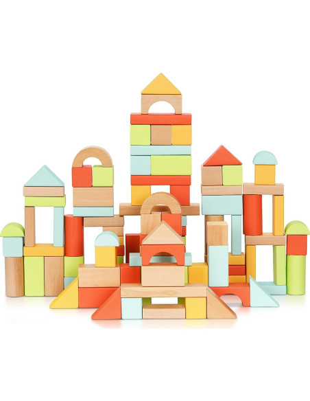 100 Bloques de Madera Montessori TOOKYTOY para Niños 1-3 Años
