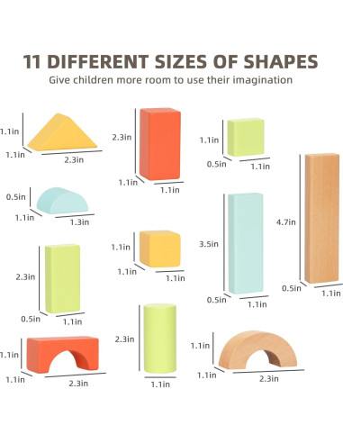 100 Bloques de Madera Montessori TOOKYTOY para Niños 1-3 Años