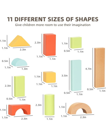 100 Bloques de Madera Montessori TOOKYTOY para Niños 1-3 Años