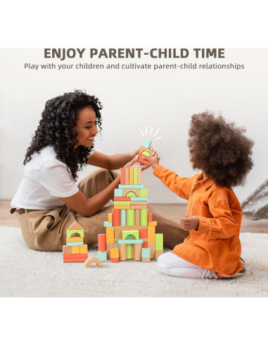 100 Bloques de Madera Montessori TOOKYTOY para Niños 1-3 Años