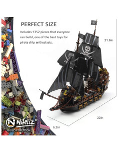 Kit de Bloques de Construcción Nifeliz Barco Pirata Black Hawk 1352 Piezas 2