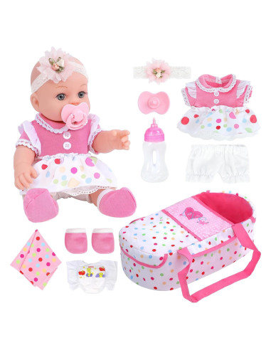 Muñeca Reborn DONTNO 30 cm con Cuna y Accesorios