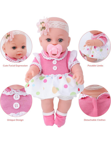 Muñeca Reborn DONTNO 30 cm con Cuna y Accesorios
