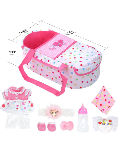 Muñeca Reborn DONTNO 30 cm con Cuna y Accesorios