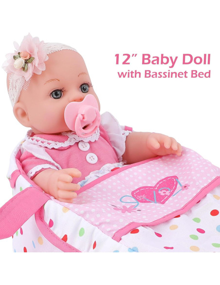 Muñeca Reborn DONTNO 30 cm con Cuna y Accesorios