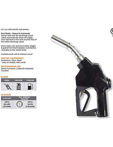 Boquilla Automática de Combustible Groz 1" NPT 100 LPM