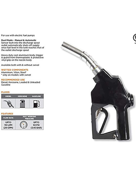 Boquilla Automática de Combustible Groz 1" NPT 100 LPM