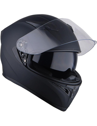 Casco de Moto 1Storm HJK316Clear Grande Negro Mate LED