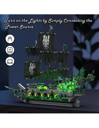 JMBricklayer Barco Pirata Fantasma 40001 con Luces LED